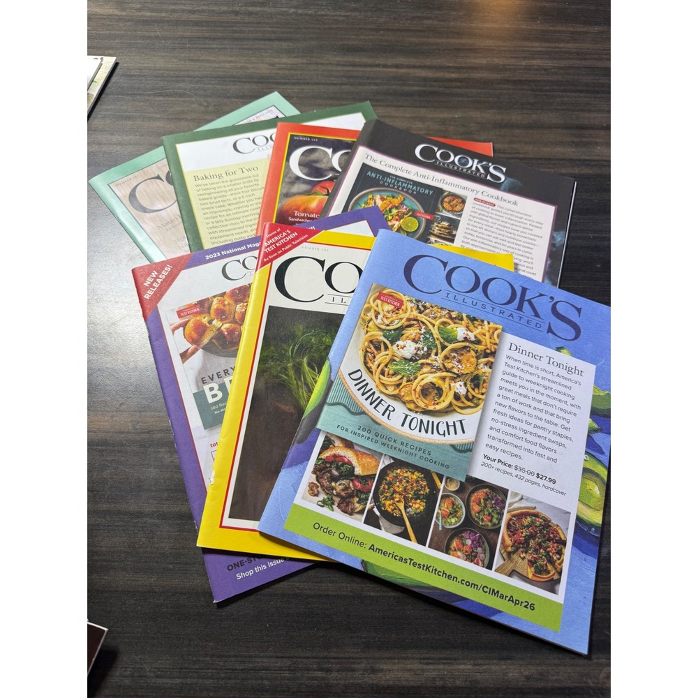 Cooks Illustrated Magazine Lot Americas Test Kitchen Baking Dinner Tonight 7 pc